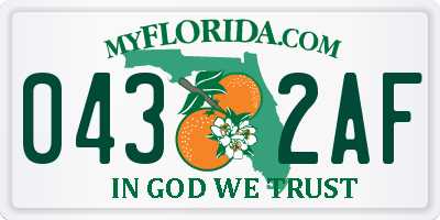 FL license plate 0432AF