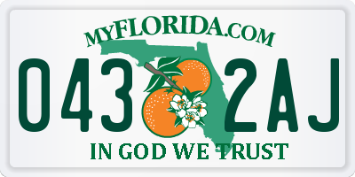 FL license plate 0432AJ