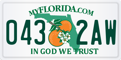 FL license plate 0432AW