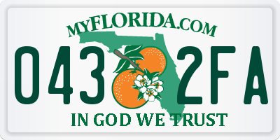 FL license plate 0432FA