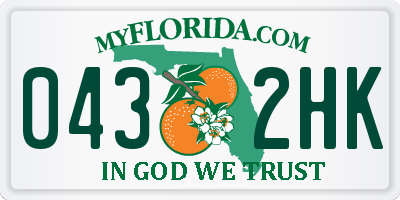 FL license plate 0432HK