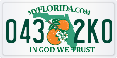 FL license plate 0432KO
