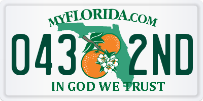 FL license plate 0432ND