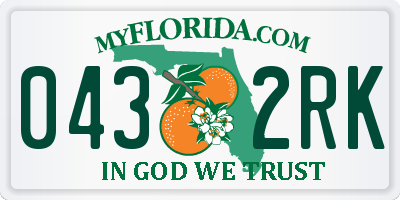 FL license plate 0432RK