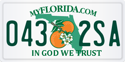 FL license plate 0432SA