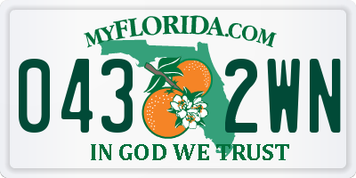 FL license plate 0432WN