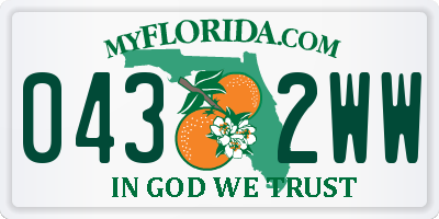 FL license plate 0432WW