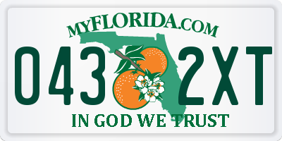 FL license plate 0432XT