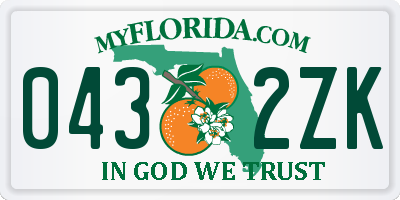 FL license plate 0432ZK