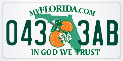FL license plate 0433AB