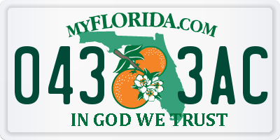 FL license plate 0433AC