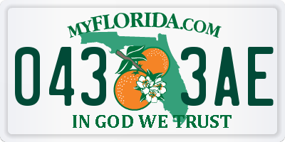 FL license plate 0433AE