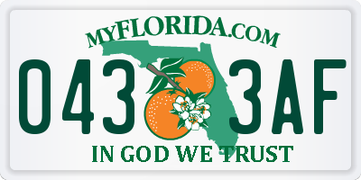 FL license plate 0433AF