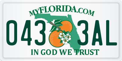 FL license plate 0433AL