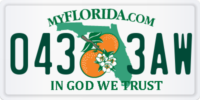 FL license plate 0433AW