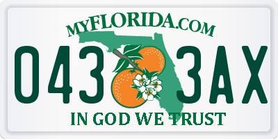 FL license plate 0433AX