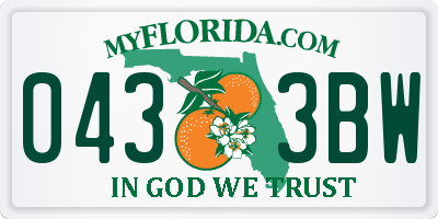 FL license plate 0433BW