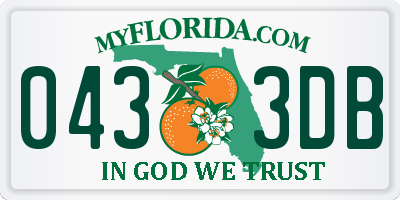 FL license plate 0433DB