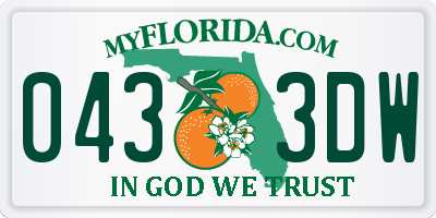 FL license plate 0433DW