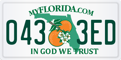 FL license plate 0433ED