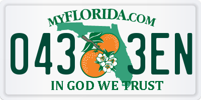 FL license plate 0433EN