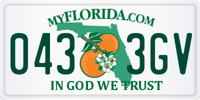 FL license plate 0433GV