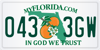 FL license plate 0433GW