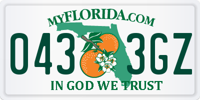 FL license plate 0433GZ