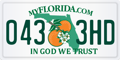 FL license plate 0433HD