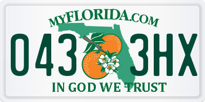 FL license plate 0433HX