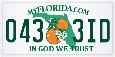 FL license plate 0433ID