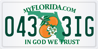FL license plate 0433IG
