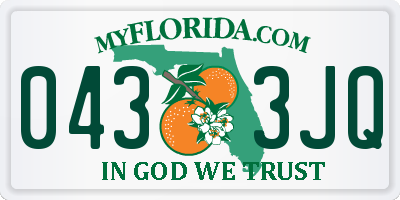 FL license plate 0433JQ