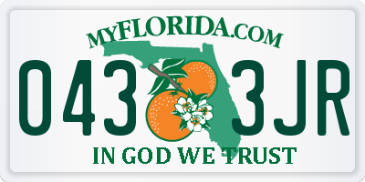 FL license plate 0433JR