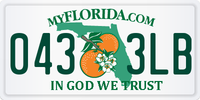 FL license plate 0433LB