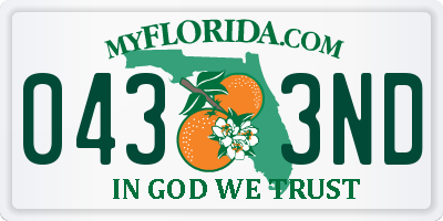 FL license plate 0433ND
