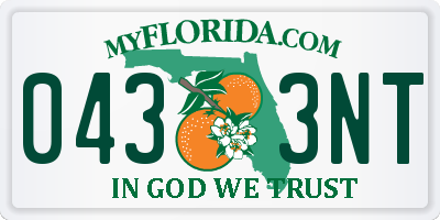 FL license plate 0433NT