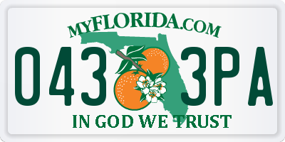 FL license plate 0433PA