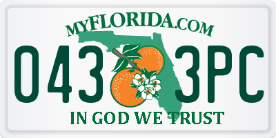 FL license plate 0433PC