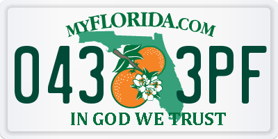 FL license plate 0433PF