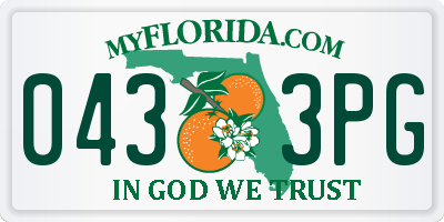 FL license plate 0433PG