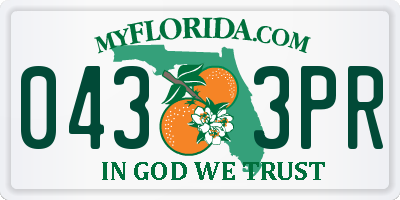 FL license plate 0433PR