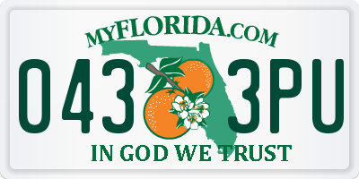 FL license plate 0433PU