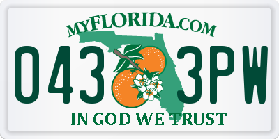 FL license plate 0433PW