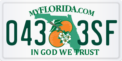 FL license plate 0433SF