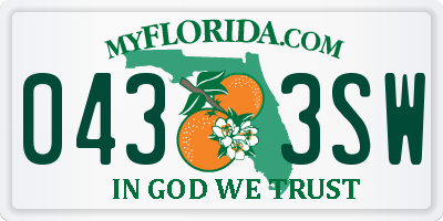 FL license plate 0433SW