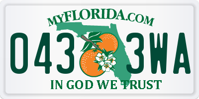 FL license plate 0433WA