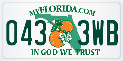 FL license plate 0433WB