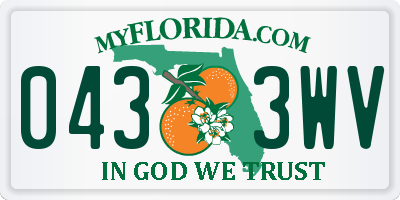 FL license plate 0433WV