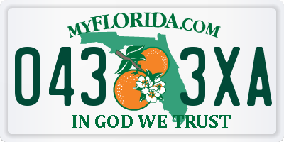 FL license plate 0433XA